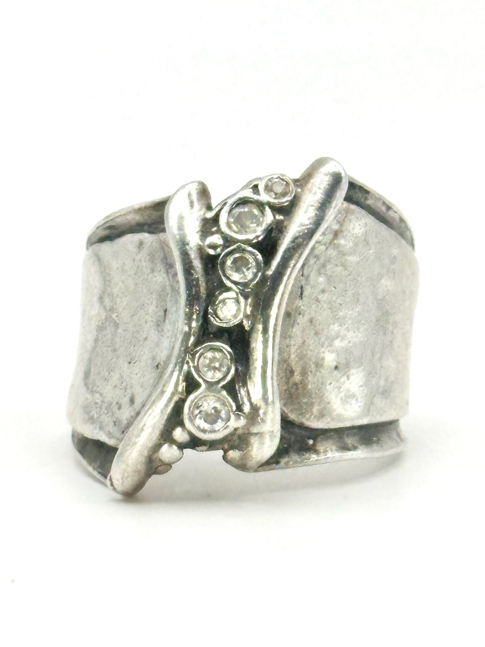 Silpada Retired R1441 Sterling Silver Wide Hammered Ring Size 6.75